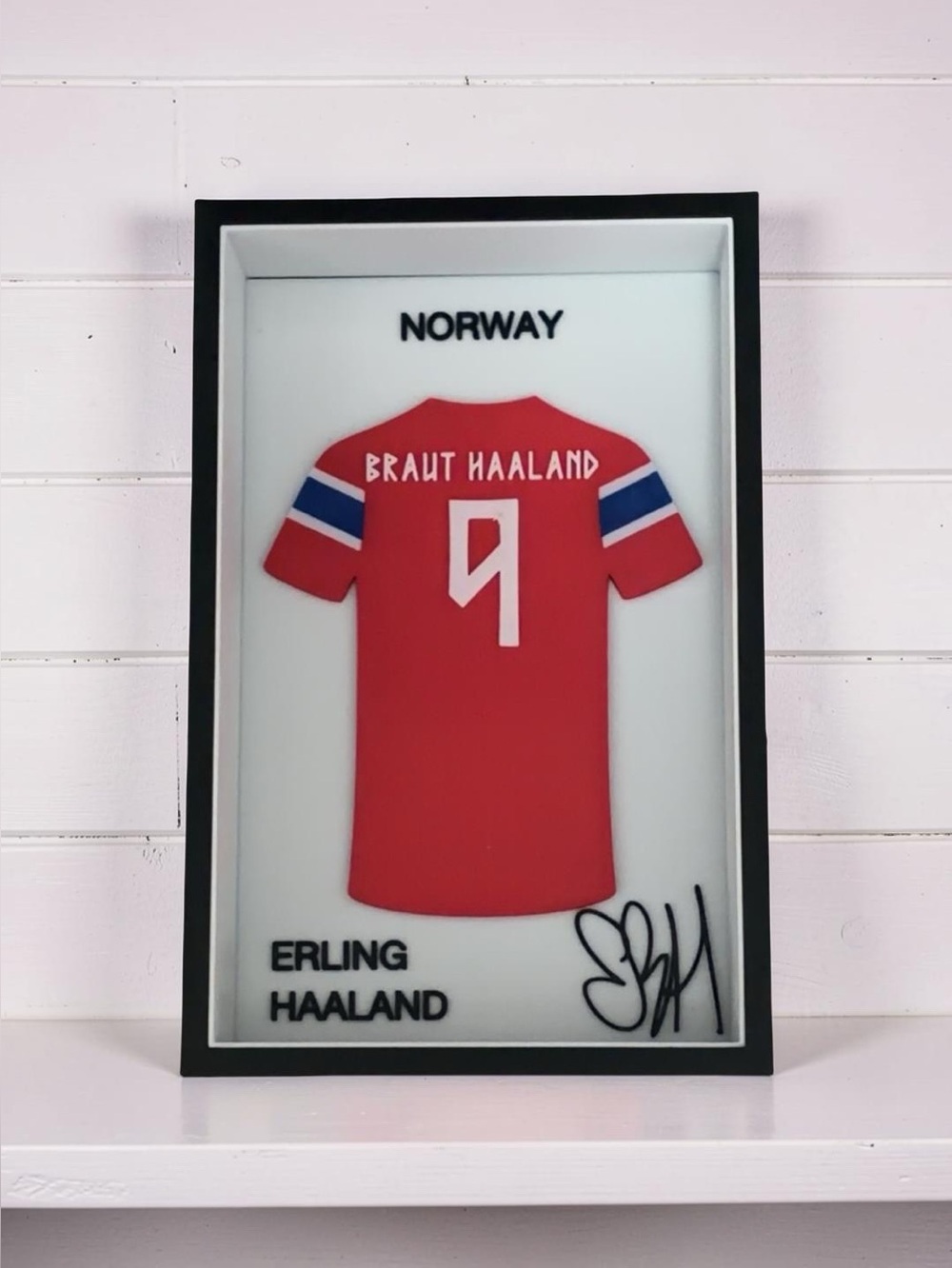 Erling Haaland Norway Jersey Display Shadow Box Soccer Wall Art Fan Gift